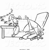 Dozing Cartoon Man Desk Clipart Exhausted Coloring Fatigue His Outlined Vector Royalty Stock Clipground sketch template