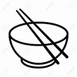 Bowl Chopsticks Line Chinese Drawing Chopstick Icon Food Cuisine Getdrawings sketch template