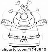Chubby Monk Loving Coloring Clipart Vector sketch template