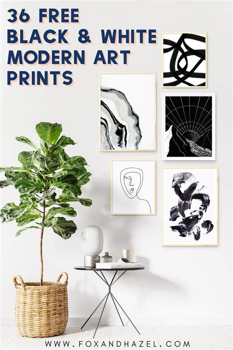 modern  printable black  white art  printable templates