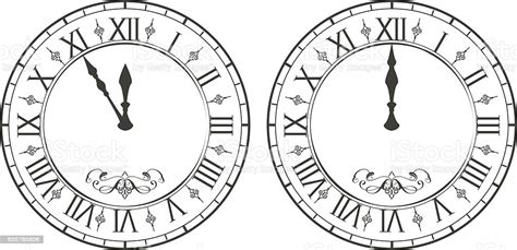 Clock With Roman Numerals New Year Midnight 12 Stock