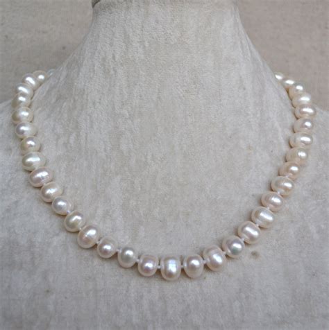 white pearl necklace 9 10mm freshwater pearl necklace