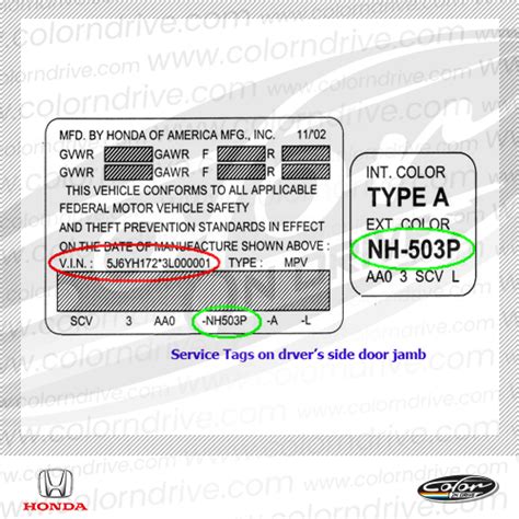 find  honda color code  touch  paint