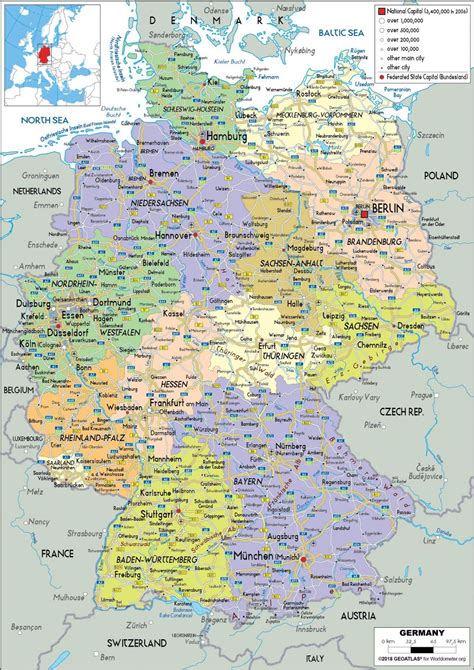 deutschlandpolitische karte karte von deutschland und seinen nachbarlaendern westeuropa europa