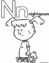 Coloring Nightgown Alphabet Pages Printable sketch template