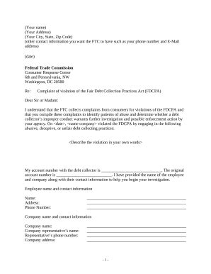 debt letter  sample  template pdffiller