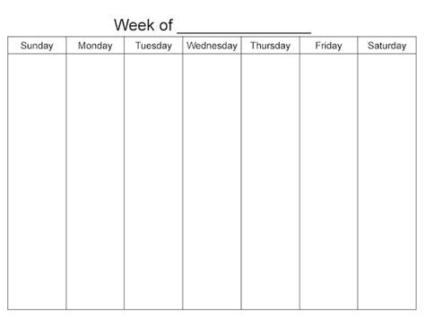 day printable weekly calendar template printable templates