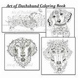 Coloring Dachshund Pages Adult Color Dog Mindful Relaxation Designs Book Mandalas Drawn Flower Hand Daschund Puppies Colouring Arte sketch template