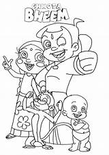 Bheem Chota Coloring Pages Kids Print Printable Sketch Bhm Choota Color sketch template
