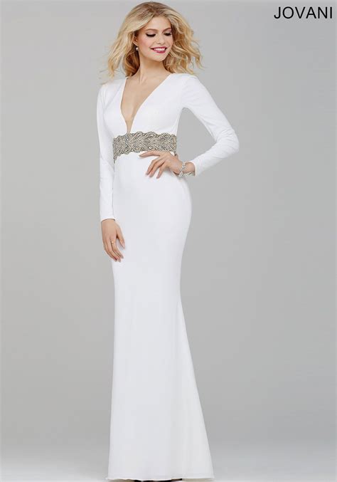 Off White Long Sleeve Prom Dress 31059 White Long Sleeve Prom Dress