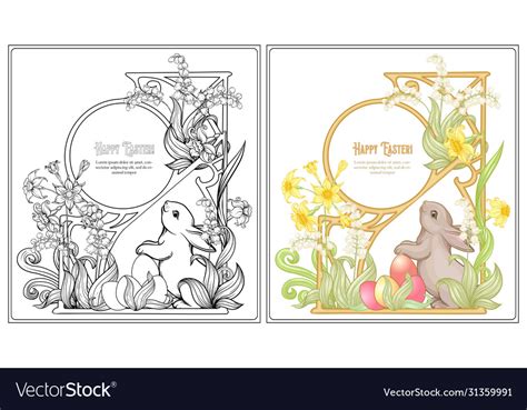 happy easter coloring page  adult coloring vector image