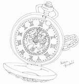 Pocket Open Tattoo Drawings Clock Pocketwatch Sketch Coloring Deviantart Template Pages sketch template