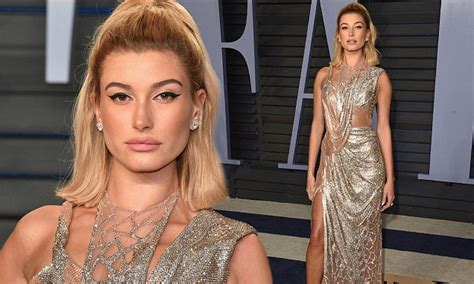 Hailey Baldwin Looks Glamorous In A Chainmail Gown At Oscars Party