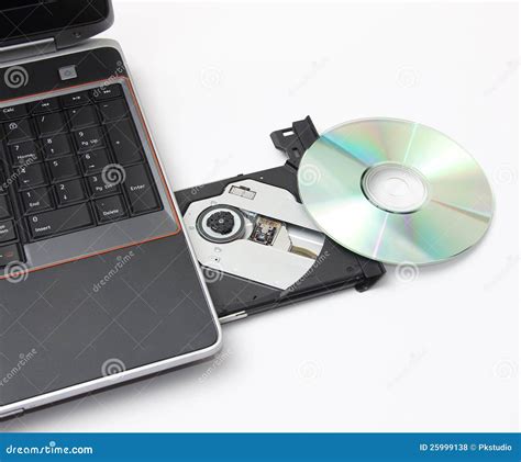 laptop  open cd tray royalty  stock  image