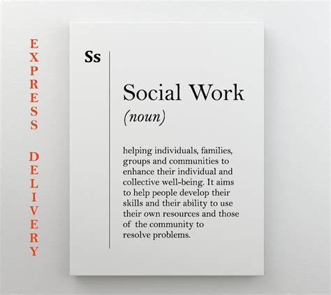 social work definition canvas print social worker gift coworker gift