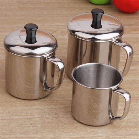 stainless steel cup  handle lid hot cold water coffee tea drinking mug ebay