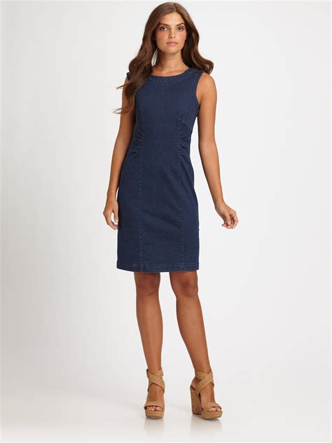 lyst weekend  maxmara sleeveless denim dress  blue