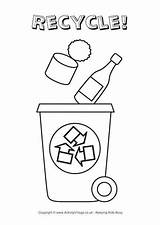 Recycle Colouring Bin Pages Recycling Coloring Worksheets Kids Clipart Printable Sheets Activities Bins Color Children Poster Reuse Activityvillage Cartoon Symbol sketch template