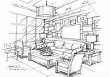 Interior Room Drawing Living Architecture Sketch Sketches Perspective Drawings Conceptual Choose Board sketch template