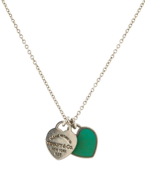 tiffany  mini double heart tag pendant necklace necklaces tif  realreal