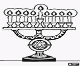 Judaism Typical Coloring Pages Candelabrum Jewish Find sketch template