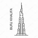 Khalifa Burj Illustration Coloring Dubai Vector Stock Template Skyline Sketch Pages Depositphotos sketch template