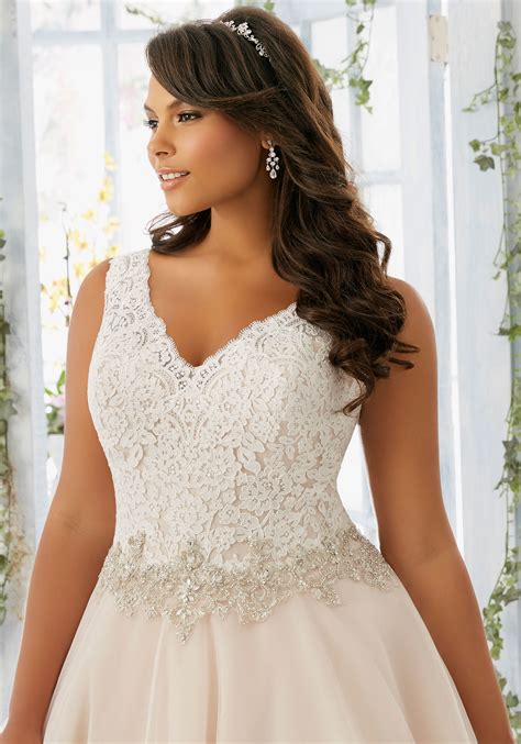 morilee bridal embroidered lace bodice edged with beading