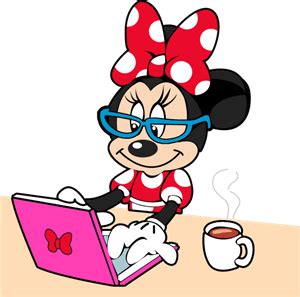 minnie working  laptop logo png vector eps