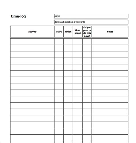 monthly log sheet template hq printable documents