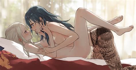 Rule 34 2girls Areolae Bed Blush Breasts Byleth Female Byleth Fire