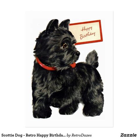 scottie dog retro happy birthday card zazzlecom retro happy birthday scottie dog