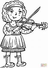 Violin Coloring Playing Girl Pages Clipart Drawing Child Children Clip Printable sketch template