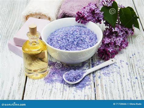 spa setting  lilac flowers stock photo image  health flowers