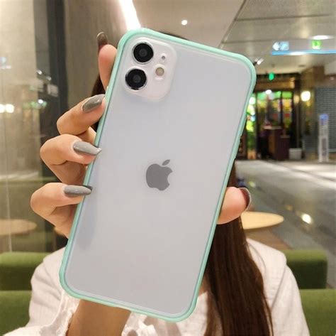 iphone   pro mint green bumper frame clear transparent etsy