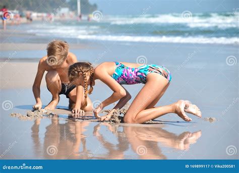 happy children play    beach stock image image  child girl