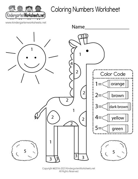 coloring numbers worksheet  printable digital