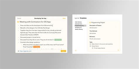 agenda note  app adds  sharing extensions template feature  tomac