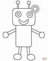 Robot Coloring Cute Flower Robots Pages Drawing Printable sketch template