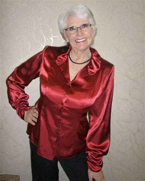 Glamorous Granny In Red Satin Blouse By Satinshirt On Deviantart