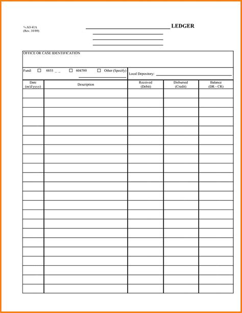 printable bookkeeping sheets general ledger  office form