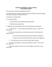 outline  personal code  ethics  position paper outline