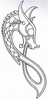 Dragon Viking Tattoo Celtic Outline Norse Drawing Vikingtattoo Deviantart Head Designs Nordic Symbols Tattoos Symbol Dragons Pattern Ship Patterns Vikings sketch template