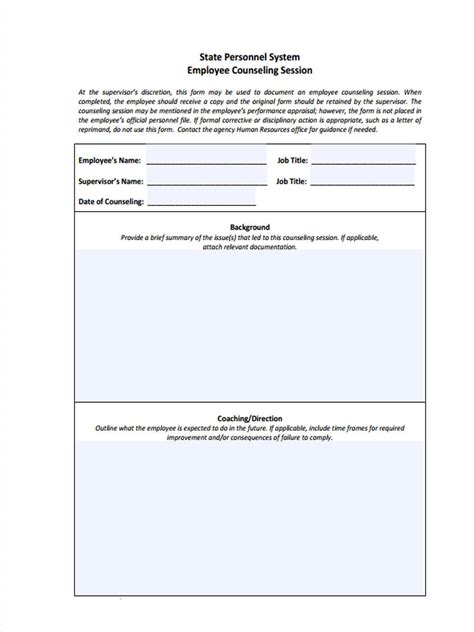 employee counseling forms