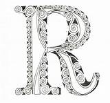Alphabet Coloring Pages Letter Creative Printable Letters Designs Doodle Ghostly Ornate Lettering Scrolled Pattern sketch template
