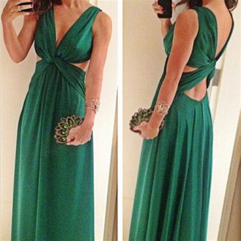 Long Backless Prom Dress Green Chiffon Prom Dress A Line Sexy Prom