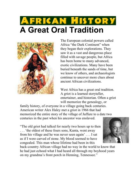 great oral tradition