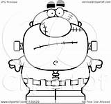 Outlined Nervous Pudgy Frankenstein Clipart Cartoon Cory Thoman Coloring Vector 2021 sketch template