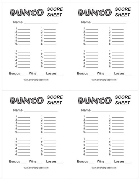 bunco score sheet  page
