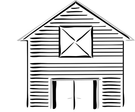 barn outline  vector graphic barn high white front closed image png clipartix