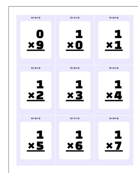 subtraction facts flash cards printable